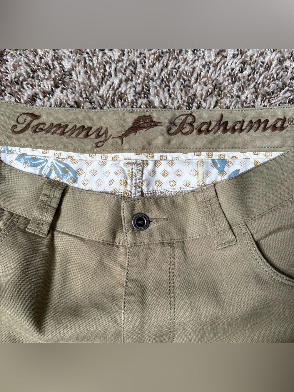 Tommy Bahama Khaki Casual Pants with Logo Waistband